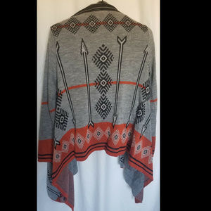 TRILLIUM Size M Arrow Open Cardigan Sweater Gray